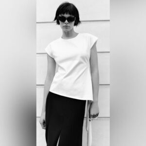 ZARA White Side Knot T-Shirt NWT